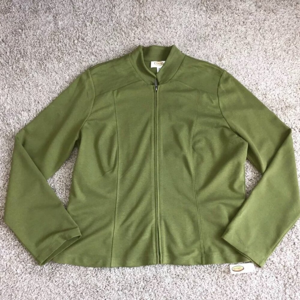 Talbots Sz XL Beautiful Green Zippered Jacket Dressy or Casual Like New